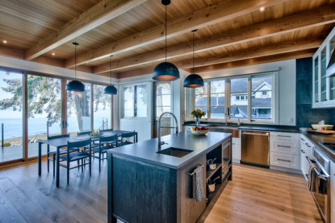 Hip Beach House, Sunshine Coast, BC. Timberwork by Kettle River Timberworks.
