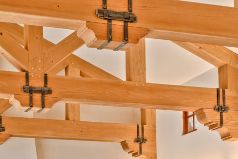 West Coast Tuscan, Mayne Island, BC. Timberwork by Kettle River Timberworks.