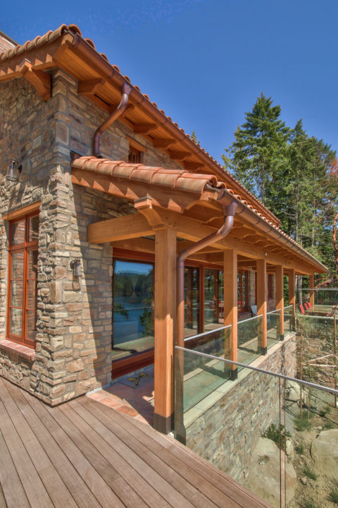 West Coast Tuscan, Mayne Island, BC. Timberwork by Kettle River Timberworks.