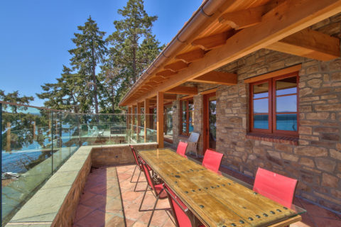 West Coast Tuscan, Mayne Island, BC. Timberwork by Kettle River Timberworks.