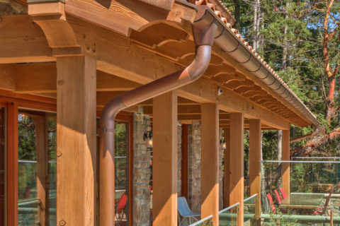West Coast Tuscan, Mayne Island, BC. Timberwork by Kettle River Timberworks.