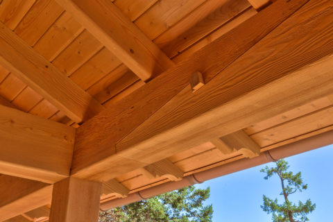West Coast Tuscan, Mayne Island, BC. Timberwork by Kettle River Timberworks.