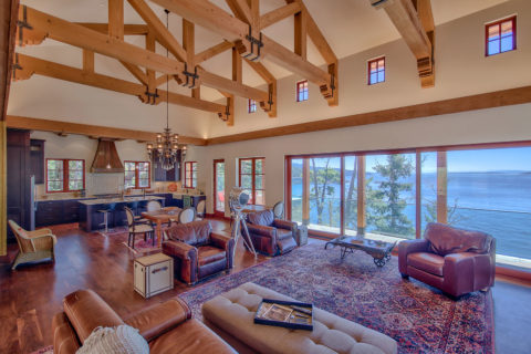 West Coast Tuscan, Mayne Island, BC. Timberwork by Kettle River Timberworks.